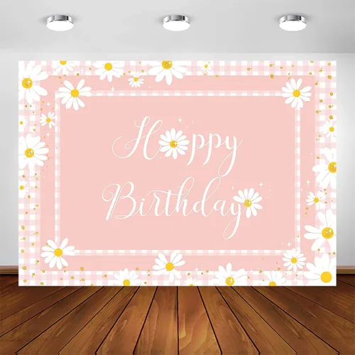 Vista 7 de Avezano Fondo de margaritas para decoración de fiesta de cumpleaños, fondo floral para fotos de niños, fiesta de cumpleaños, retro, bohemio, tema