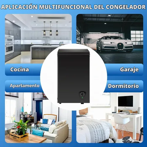 Vista 8 de WANAI Congelador de pecho profundo 2,2 pies cúbicos con cestas de Negro