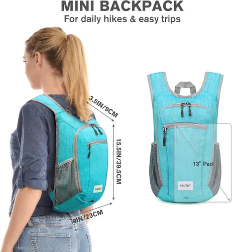 Vista 3 de G4Free 10L/15L Mochila para Senderismo Plegable Ligera, Mochila de Día para Caminatas, Pequeña, Viaje al Aire Libre, Bolsa de Hombro Plegable