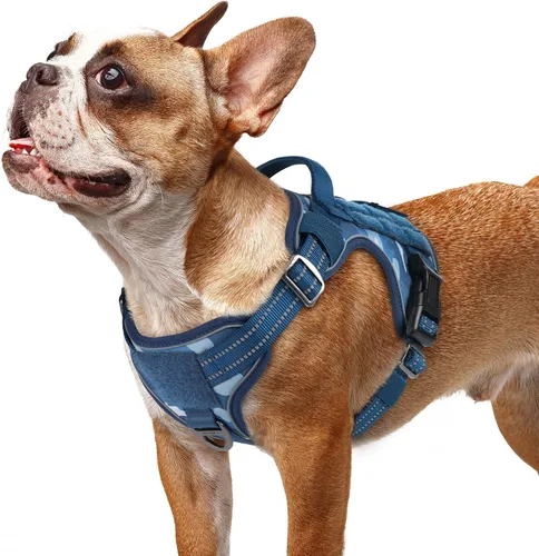 Vista 19 de rabbitgoo - Arnés para perros pequeño sin tirones, chaleco táctico de servicio con Molle y asa de control, arnés militar ajustable y reflectante