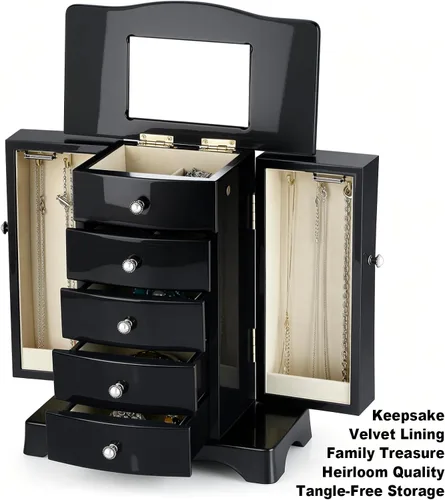Vista 5 de RR ROUND RICH DESIGN Joyero de madera maciza negro
