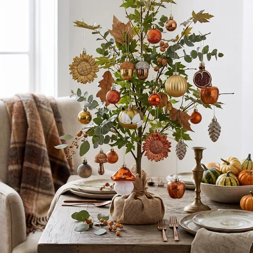 Vista 3 de Valery Madelyn Decoración de árbol de otoño de 50 quilates, adornos de Naranja