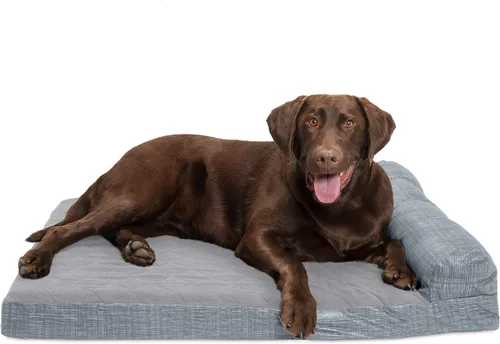 Vista 56 de Furhaven Cama de espuma viscoelástica para perros grandes con refuerzos extraíbles y funda lavable, para perros de hasta 95 libras - Sofá de Gris