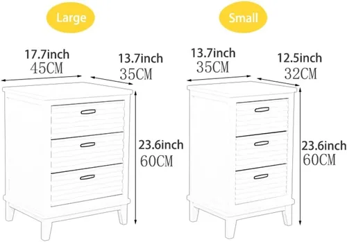 Vista 3 de Mesita de noche, mesita de noche, mesita de noche moderna blanca con 3 cajones, mesita de noche de madera/organizador de armario para espacios