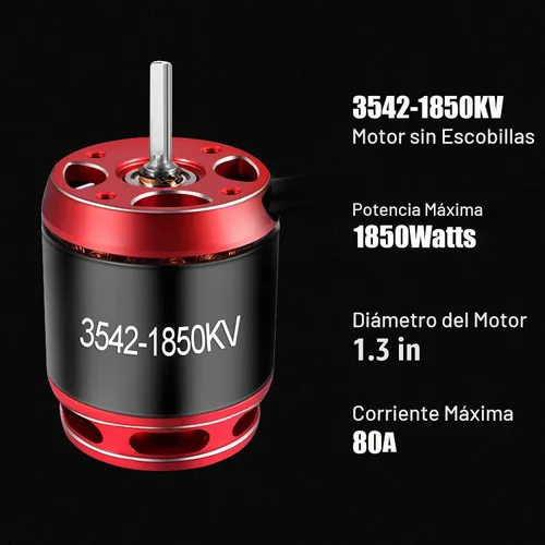 Vista 5 de AM32 80A RC Motor sin escobillas ESC Combo 3542-1850KV Motor sin escobillas y ESC con conector USB sin sensor RC ESC Kit de motor para 1/8 1/10