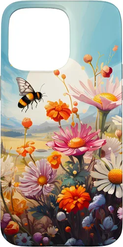 Vista 30 de Funda para iPhone 13 Pro Lively Bee en Sunny Meadow of Wildflowers