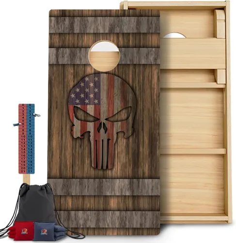 Vista 110 de CornholeGamesUSA Pro - Juego de tablas de Cornhole Fabricado en Estados Unidos Abedul báltico 3/4 Sin rebote Patas triples gruesas Dos 1