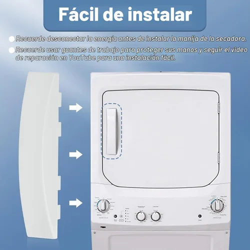 Vista 6 de GUD27ESSM1WW - Manija de puerta de secadora para lavadora GE combo