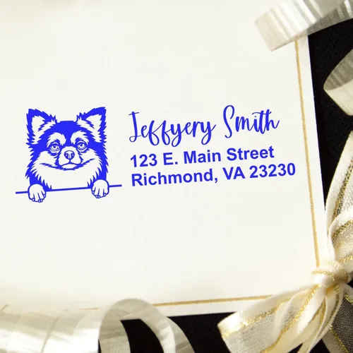 Vista 123 de American Bulldog Stamp Duo, Custom Return Address for Dog Lovers, Personalized Mail Mark for Letters and Cards