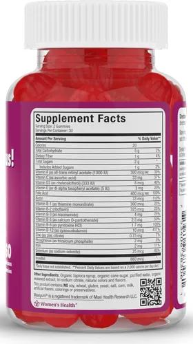 Vista 2 de Maxi Health Gomitas prenatales orgánicas para mujer, gomitas prenatales con sabor a cereza kosher, vitaminas prenatales para mujeres con ácido