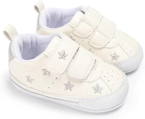 Vista 3 de KKIIDDSS Unsex - Zapatos de piel sintética para bebés y niñas, con parte superior alta, con cordones, suela suave, antideslizantes, para recién