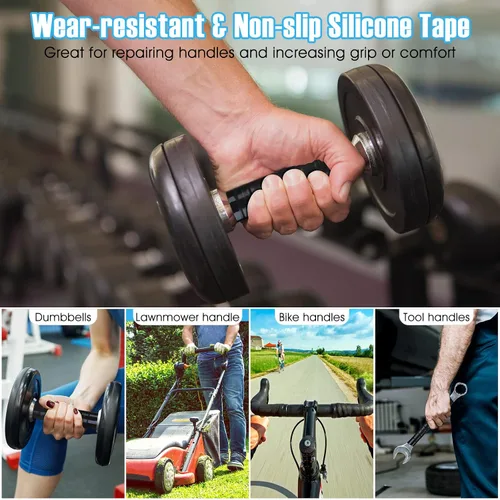 Vista 5 de Cinta de silicona Fusion Grip de 1 pulgada x 19.5 pies, cinta de rescate autofusible negra, cinta adhesiva de goma para reparación de tuberías