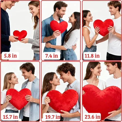 Vista 4 de Almohada de corazón personalizada con relleno, almohadas personalizadas en forma de corazón con nombre de foto como almohadas de San Valentín