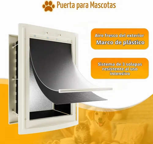 Vista 4 de mestyl Puerta para perro para pared, puerta de mascotas, puerta para perro con túnel ajustable, doble solapas magnéticas y paneles de bloqueo