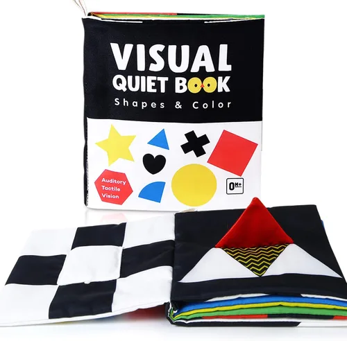 Vista 9 de beiens - Libros suaves para bebés, en blanco y negro, alto contraste, tela no tóxica, tacto y sensación de tela arrugada, juguetes de estimulación