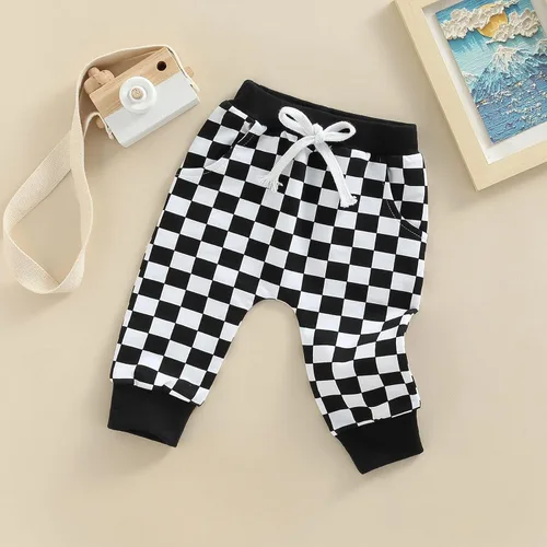 Vista 5 de Molioaky Pantalones de harén para niños pequeños, con cordón, pantalones deportivos para bebés, pantalones deportivos sólidos con bolsillos