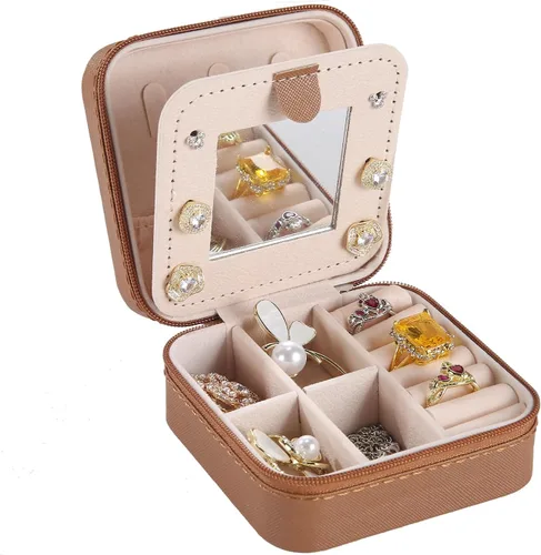 Vista 28 de KElofoN Estuche de viaje para joyas Caja de viaje para joyas Organizador de joyas de viaje Pequeño estuche organizador de joyas para niñas y mujeres