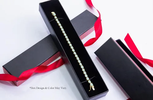 Vista 4 de Sterling Silver Genuine, Created or Simulated Gemstone Oval-cut Tennis Bracelet for Women with Gift Box