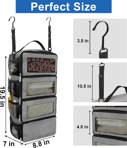 Vista 4 de Organizador de maleta, organizador de equipaje de viaje, estantes de viaje colgantes portátiles, cubos de embalaje plegables para llevar en la maleta