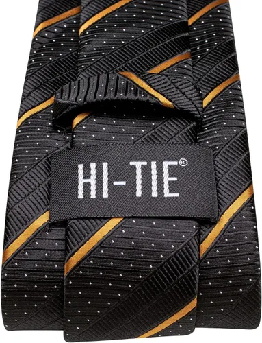 Vista 5 de Hi-Tie Corbata clásica de cachemira para hombre con pañuelo y gemelos a cuadros