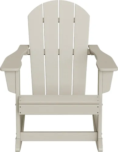 Vista 42 de WestinTrends Silla mecedora Malibu de poliéster para exterior/patio Adirondack, Negra
