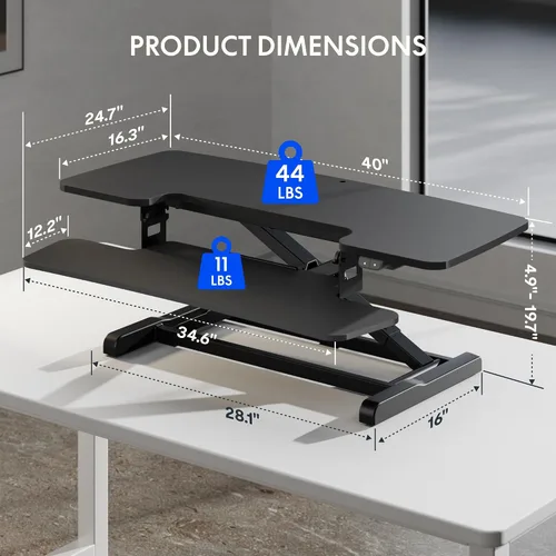Vista 16 de FLEXISPOT Convertidor eléctrico de escritorio de pie de 32 pulgadas, elevador de escritorio motorizado para sentarse a pie, monitor de escritorio