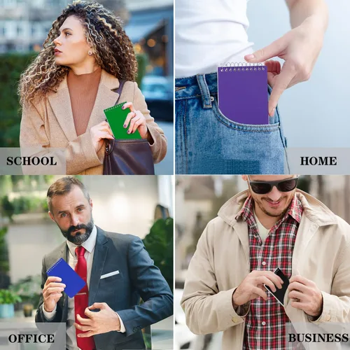 Vista 7 de Cuadernos pequeños, cuaderno de bolsillo de 3 x 5, bloc de notas en espiral, bloc de notas para oficina, hogar, escuela, papel rayado a rayas