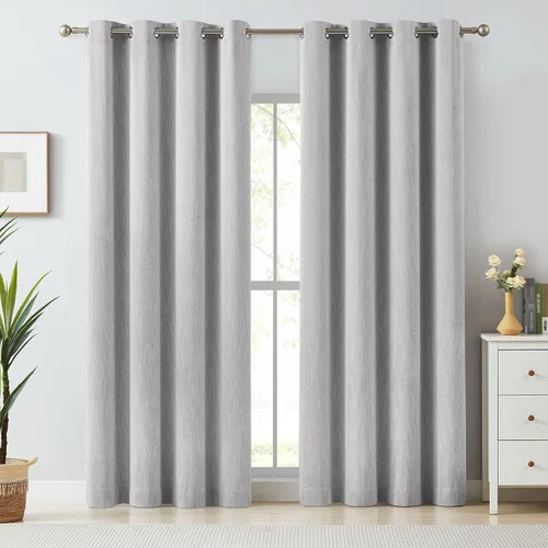 Vista 21 de Melodieux Elegantes cortinas opacas de algodón para oscurecer la habitación, para sala de estar, dormitorio, con aislamiento térmico, paneles