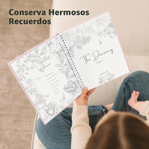 Vista 8 de Diario de embarazo, anuncios de embarazo, libro de tapa dura de 80 páginas Rubor