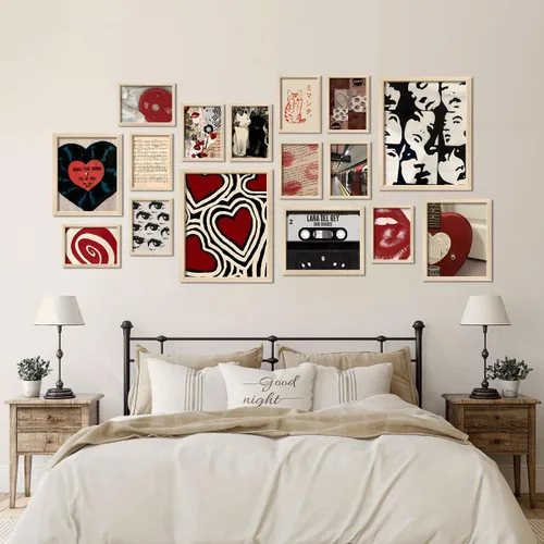 Vista 6 de ANERZA 16 piezas de decoración para habitación de chicas del centro, impresiones de arte de pared Y2k para dormitorio, carteles coquetos
