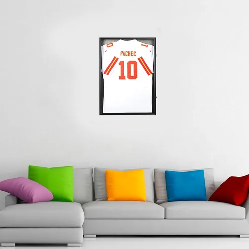 Vista 6 de Grintus Vitrina grande con marco de jersey, caja de sombra de jersey con protección UV, acrílico y colgador para béisbol, baloncesto, fútbol