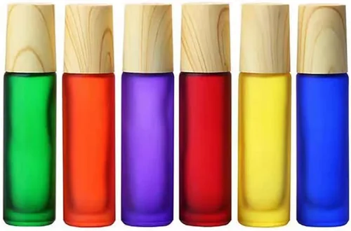Vista 4 de 10 botellas de aceites esenciales de vidrio esmerilado, botellas de rodillo de masaje recargables de 0.3 onzas líquidas, botellas de perfume