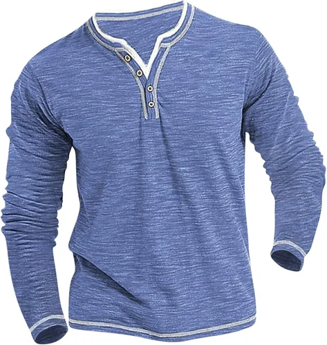 Vista 6 de Mens Big and Tall Long Sleeve Shirts Casual Stylish Button Up T Shirt Slim Fit Solid Work Pullover Trendy Clothes
