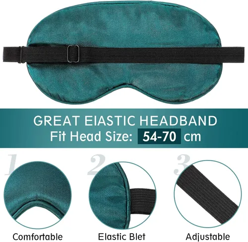 Vista 3 de 4 piezas de antifaz para dormir de seda para dormir, máscara de ojos suave con correa ajustable, para bloquear las luces, viajar y relajarse