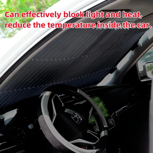 Vista 6 de Ettonsun Parasol retráctil para parabrisas de automóvil, protector de parasol grande que bloquea el 99% de los rayos UV para mantener tu automóvil