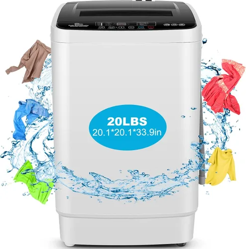 Vista 10 de Nictemaw - Lavadora portátil con bomba de drenaje, capacidad de 17.8 libras, 2.4 pies cúbicos, lavadora compacta completamente automática con 10
