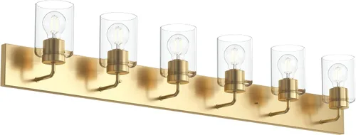 Vista 19 de Progress Lighting Merry Collection - Lámpara de tocador de baño de transición de cristal grabado en níquel cepillado (1 luz)