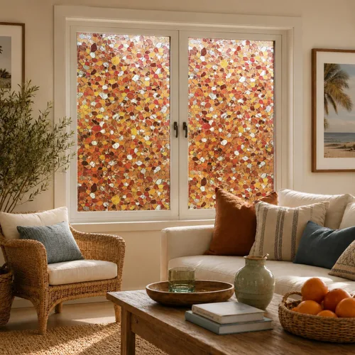Vista 8 de UNI - Adhesivos 3D para ventana, diseño de piedra de río, color ámbar, 37.4 Ámbar Riverstone
