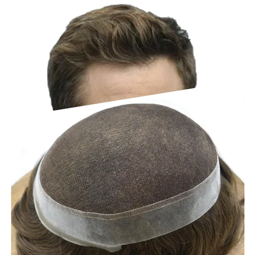 Vista 35 de Mens Toupee Hair Piece Real Cabello humano suave francés Encaje Toupee para hombres Sistema de reemplazo de cabello Hombres Hairpieces Hombres