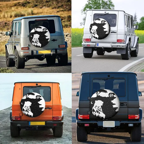 Vista 7 de Rustic Bears - Funda para neumático de repuesto, color blanco y negro, para remolques de viaje, impermeable, protección solar UV, se adapta a