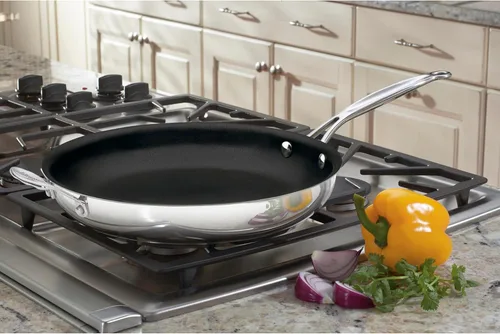Vista 2 de Clásica sartén abierta inoxidable antiadherente para chef Cuisinart, Acero inoxidable