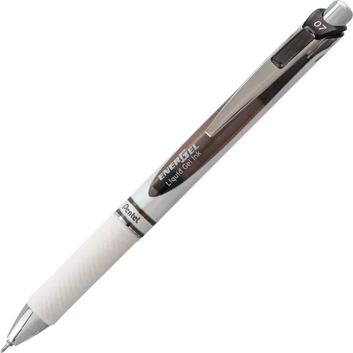 Vista 3 de Pentel EnerGel Pearl RTX Bolígrafo de gel líquido retráctil, (0.028 in), línea media, punta de aguja, tinta negra, paquete de 12 (BLN77PW-A)