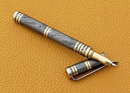 Vista 4 de SMART & SHARP Hecho a mano personalizado Damasco acero pluma tinta azul escritura pluma punta de bola. SS-17337 (negro)
