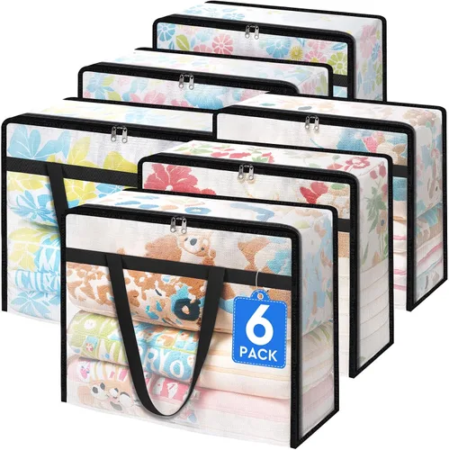 Vista 10 de TasticTotes Paquete de 4 bolsas de almacenamiento transparentes para edredón, ropa y ropa de cama, almacenamiento de mantas de plástico