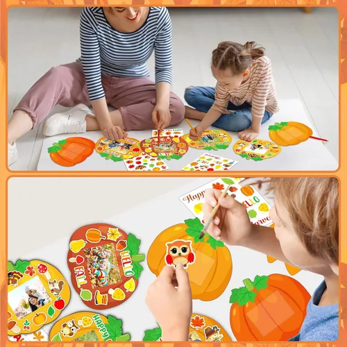 Vista 6 de Qyeahkj 36 Juegos de Manualidades de Otoño de Acción de Gracias para Niños Kit de Manualidades DIY de Marco de Fotos de Calabaza de Otoño