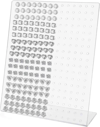 Vista 8 de Marketing Holders Soporte de exhibición de aretes, 126 pares de acrílico transparente inclinado para aros, tachuelas o colgantes, ferias