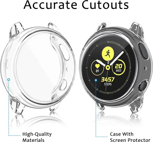 Vista 7 de Amzpas [Paquete de 4] Funda protectora de pantalla compatible con Samsung Galaxy Watch Active 2 de 1.575 pulgadas, cubierta completa de TPU suave