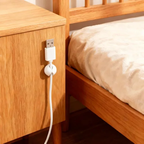 Vista 4 de Clips organizadores de cables de cable, paquete de 4 soportes de cable de carga con soporte para regleta de alimentación para escritorio, mesita