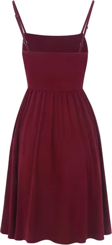 Vista 3 de oxiuly Vestido casual sin mangas con bolsillos para mujer con botones tirantes delgados vestido de fiesta en la playa OX332