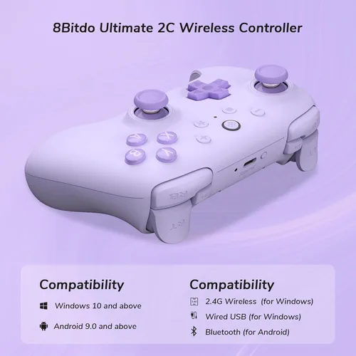 Vista 5 de 8Bitdo Ultimate 2C Wireless Controller (Hall Effect Joystick Update) for Windows PC and Android, with 1000Hz Polling Rate, Remappable L4/R4 Bumpers